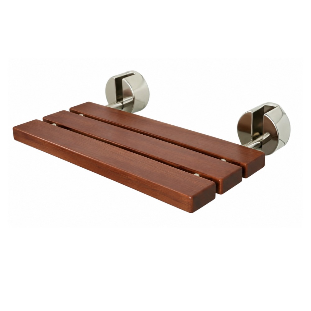 20" Folding Shower Seat Wall Mounted Bathroom Bench 400Lb Waterproof Teak